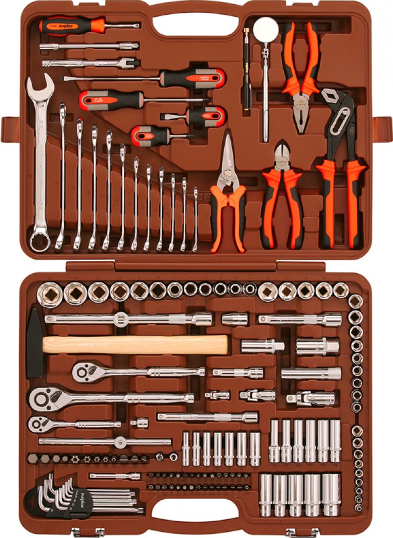 OMT150S Набор инструмента универсальный 1/4", 3/8" и 1/2"DR, 150 предметов OMBRA - detaluga.ru