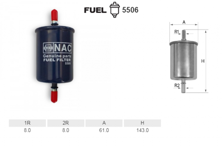 5506 Фильтр топливный NAC - detaluga.ru