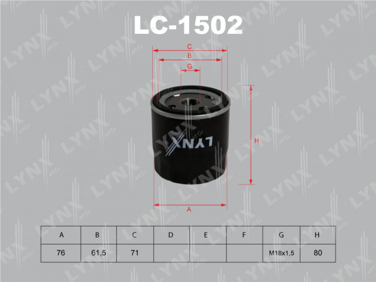 LC1502 Фильтр масляный Lynx - detaluga.ru