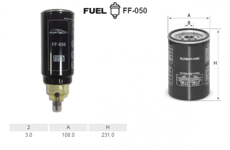 FF050 Фильтр топливный Fortech - detaluga.ru