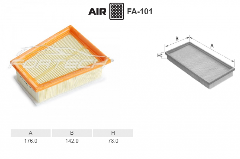 FA101 Фильтр воздушный Fortech - detaluga.ru