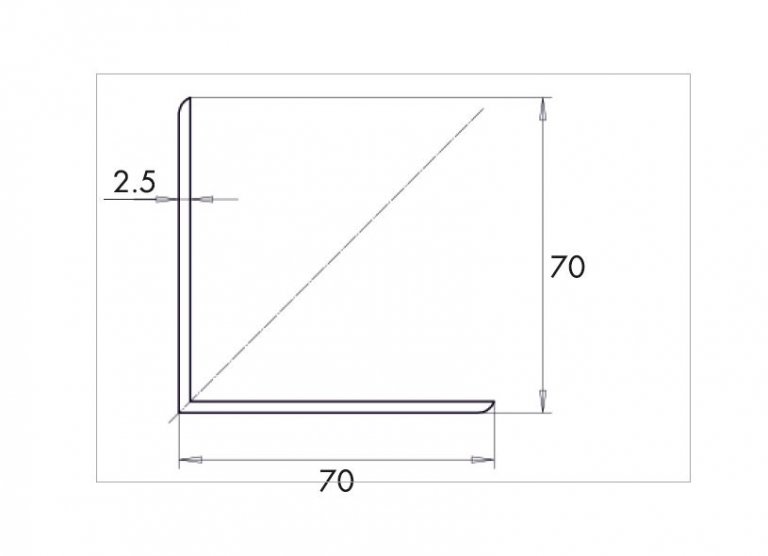 UG707025 Алюминиевый профиль угловой 70x70x2,5 с БЦА, 1м. ALMC - detaluga.ru