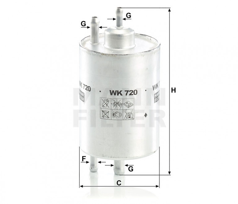WK720 Фильтр топливный Mann - detaluga.ru