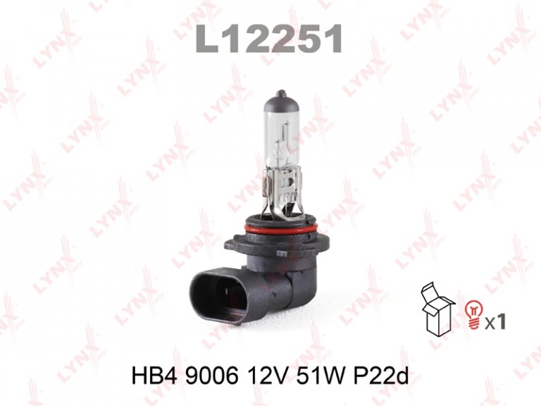 L12251 Лампа галогеновая HB4 (9006) 12V 51W P22d Lynx - detaluga.ru