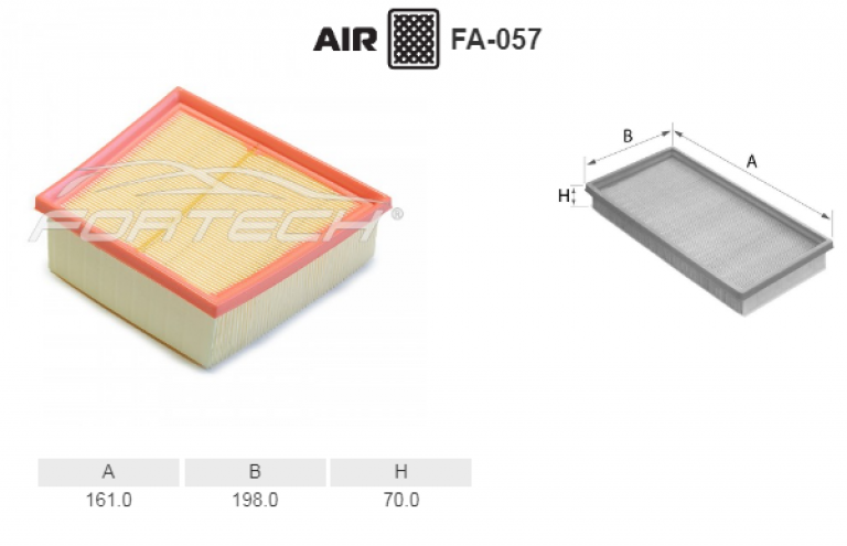 FA057 Фильтр воздушный Fortech - detaluga.ru